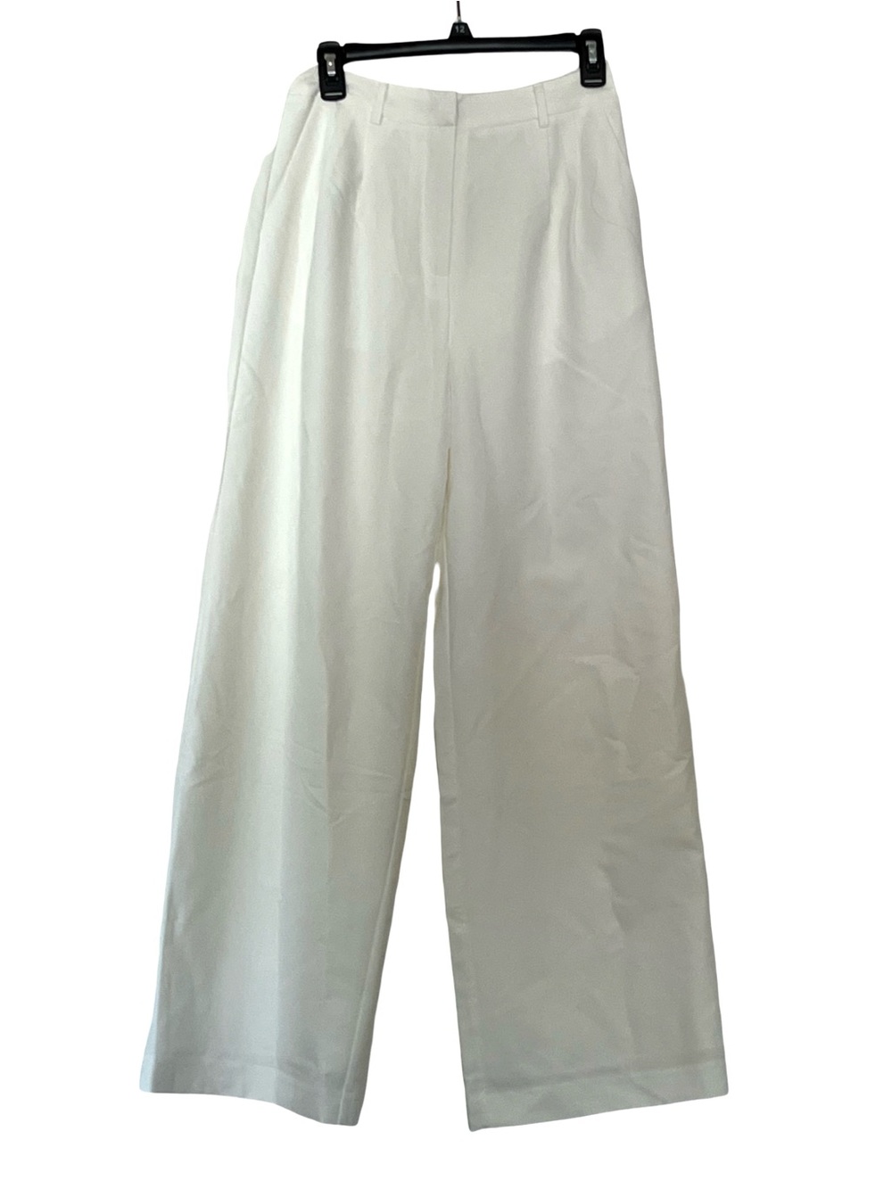 Commense White Solid Wide Leg Trousers Sz M NWT (Belt not included)